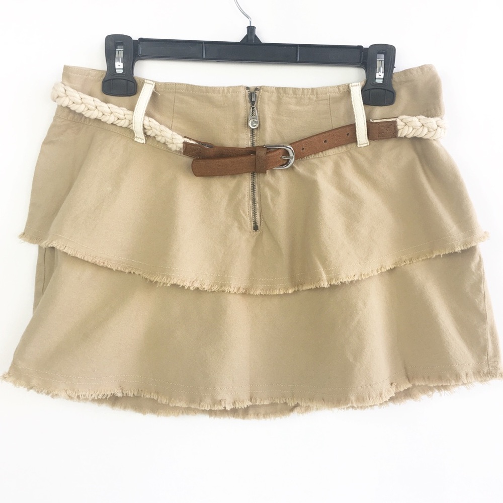 G by Guess Raw Hem Y2K Style Tiered Mini Skirt Size 28